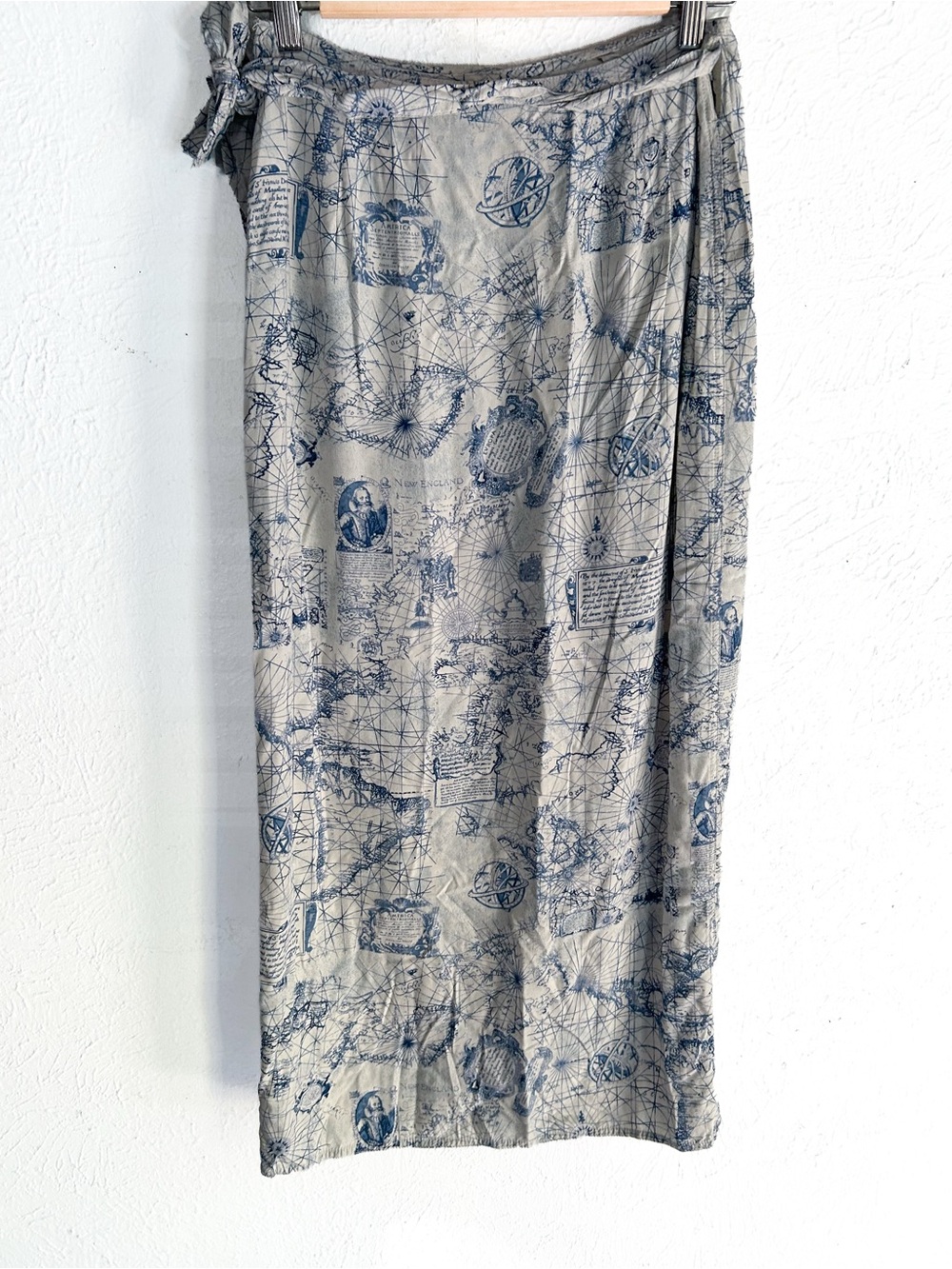 Vintage Liz Claiborne Map Print Wrap Midi Skirt Whimsigoth Academia sz 6 - Picture 4 of 5